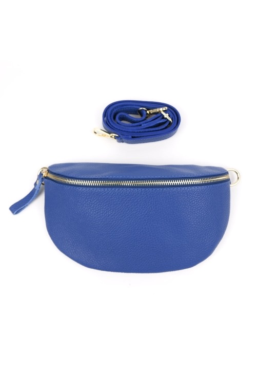Riñonera de piel azul Mika
