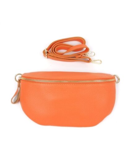 Riñonera de piel naranja Mika