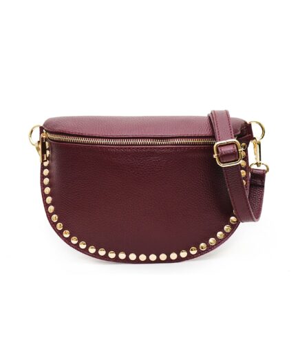 Riñonera de piel buganvilla con tachuelas Alicia