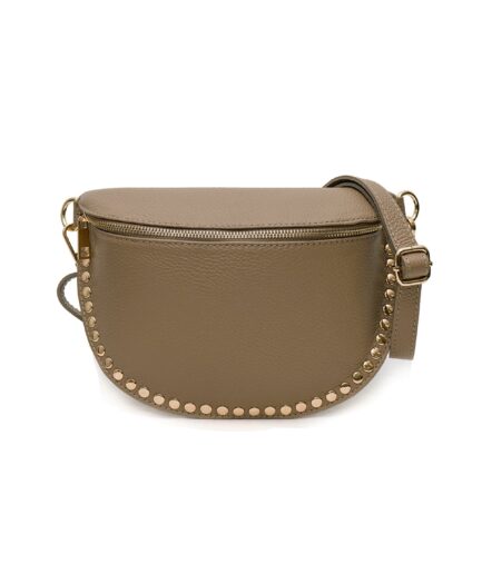 Riñonera de piel topo con tachuelas Alicia