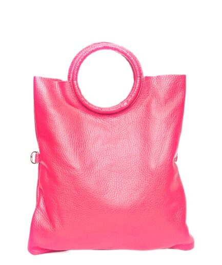 Bolso de aro en piel fucsia Tina