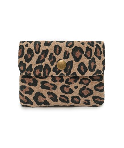Monederos de piel italiana animal print Leopardo