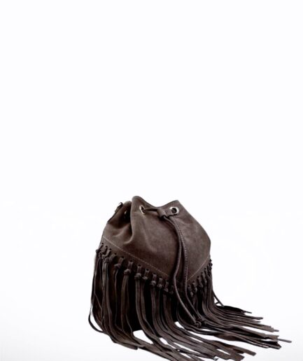 Bolso saco marrón con flecos boho soul