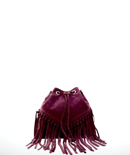 Bolso saco burdeos con flecos boho soul
