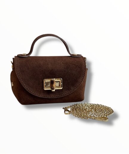 Bolso marrón liso mini con cadena Viviana