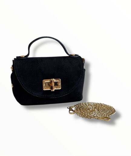 Bolso negro liso mini con cadena Viviana