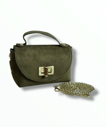 Bolso caqui liso mini con cadena Viviana