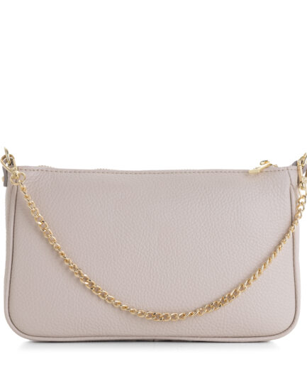 Bolso bandolera beige liso con cadena dorada