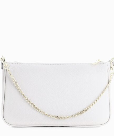 Bolso bandolera blanco liso con cadena dorada