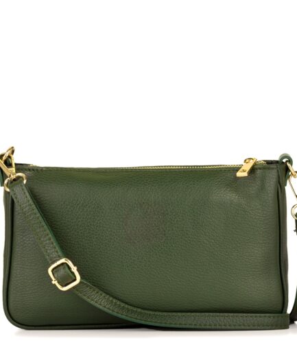 Bolso bandolera kaqui liso con cadena dorada