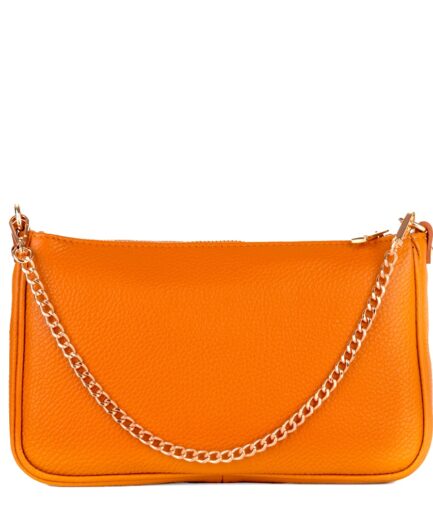Bolso bandolera naranja liso con cadena dorada