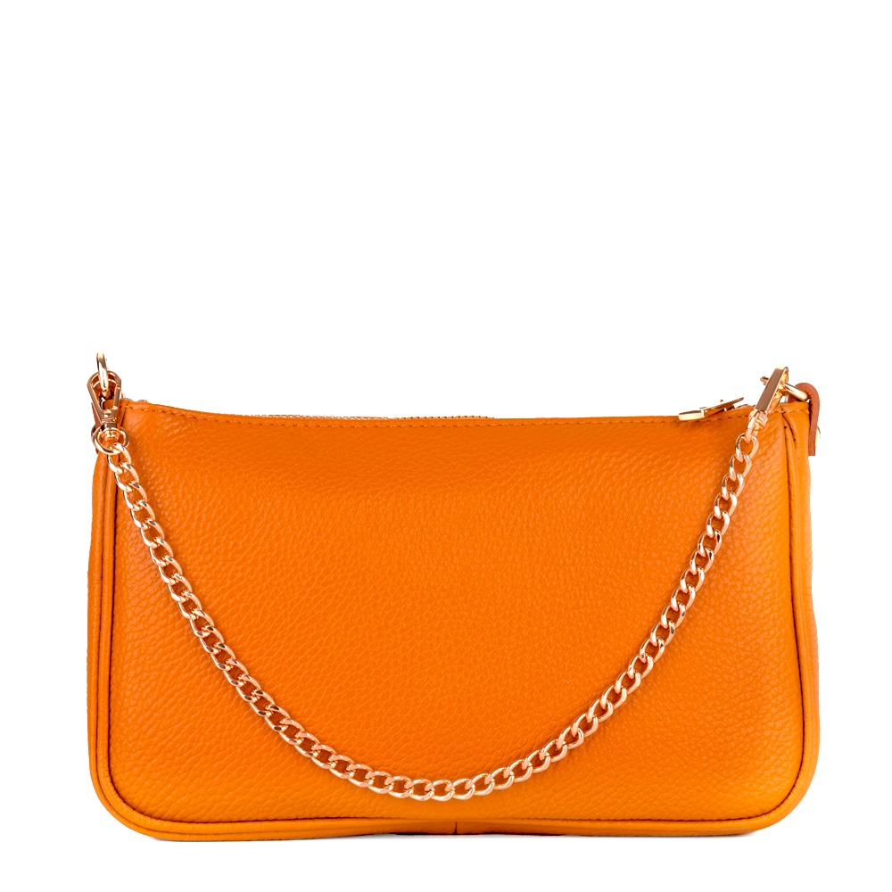 Bolso bandolera naranja liso con cadena dorada