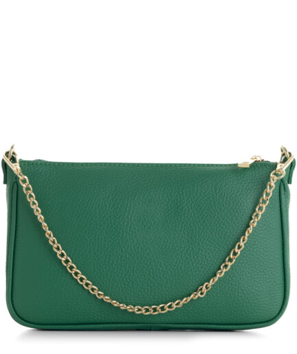 Bolso bandolera verde manzana liso con cadena dorada