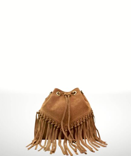 Bolso saco camel con flecos boho soul