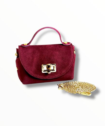Bolso burdeos liso mini con cadena Viviana