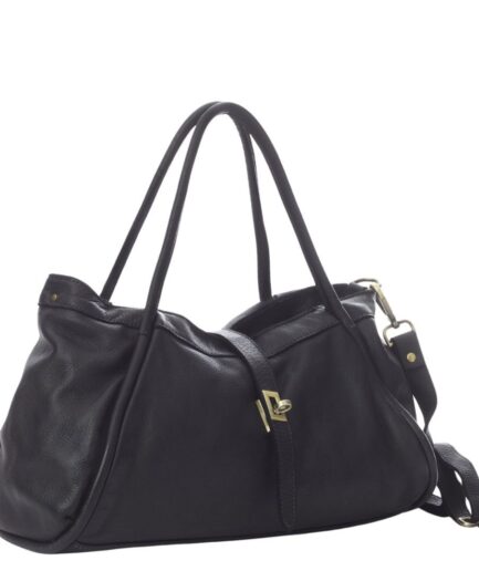 Bolso de hombro de cuero negro vintage atemporal Raquel