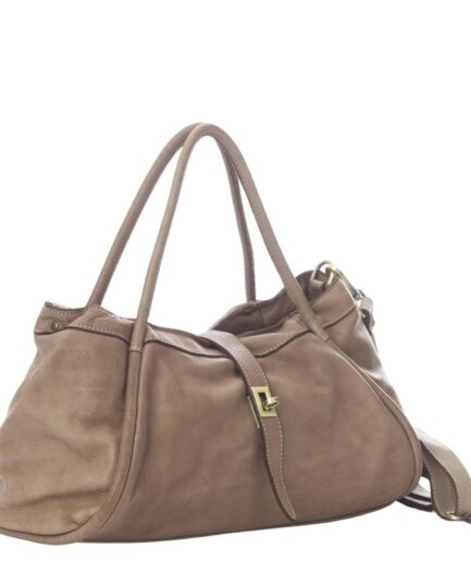 Bolso de hombro de cuero taupe vintage atemporal Raquel