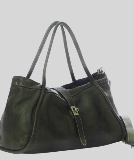 Bolso de hombro de cuero verde vintage atemporal Raquel