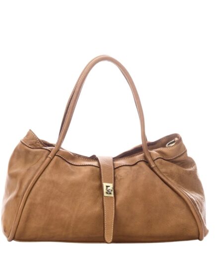 Bolso de hombro de cuero camel vintage atemporal Raquel