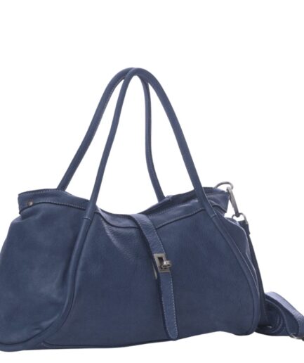 Bolso de hombro de cuero azul marino vintage atemporal Raquel