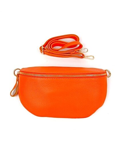 Riñonera de piel naranja  oscuro Mika