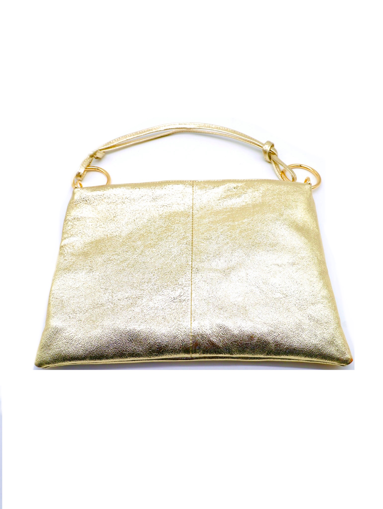 Bolso bandolera oro de cuero liso Marisol