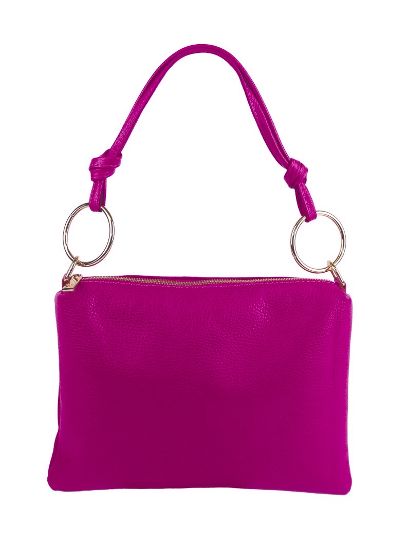 Bolso bandolera fuxia de cuero liso Marisol