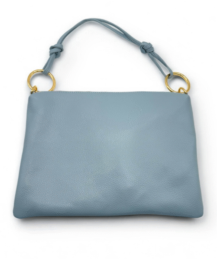 Bolso bandolera azul de cuero liso Marisol
