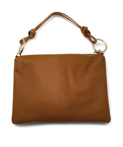 Bolso bandolera camel de cuero liso Marisol