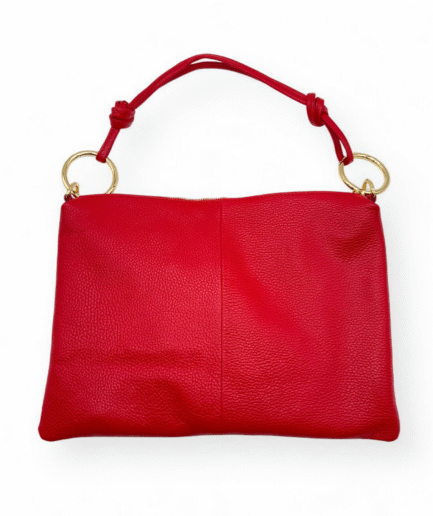 Bolso bandolera rojo de cuero liso Marisol