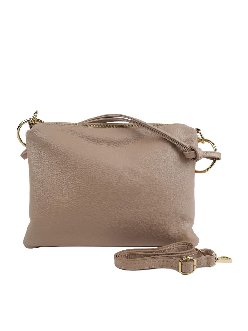Bolso bandolera beige de cuero liso Marisol