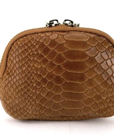 Monedero camel piel con efecto serpiente