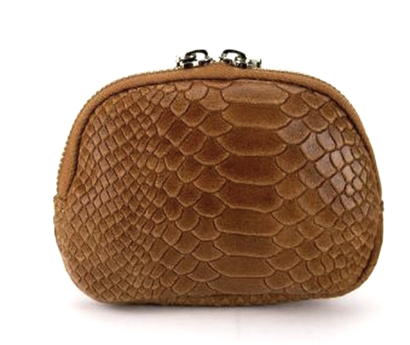 Monedero camel piel con efecto serpiente