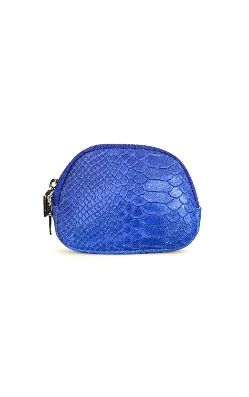 Monedero azul piel con efecto serpiente