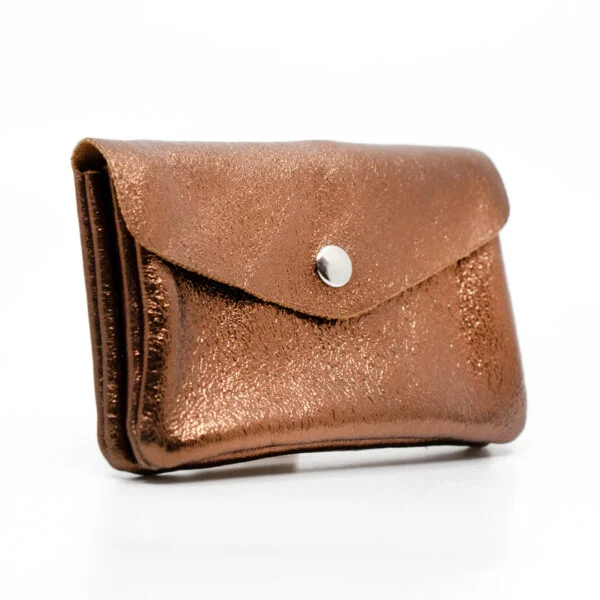 Monedero de piel bronce brillante made in Italy