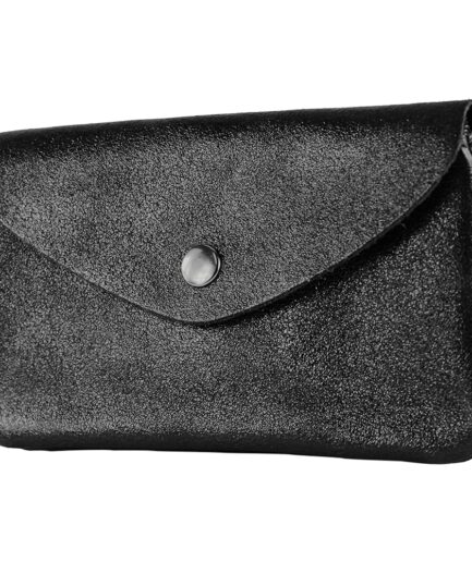 Monedero de piel negro brillante made in Italy