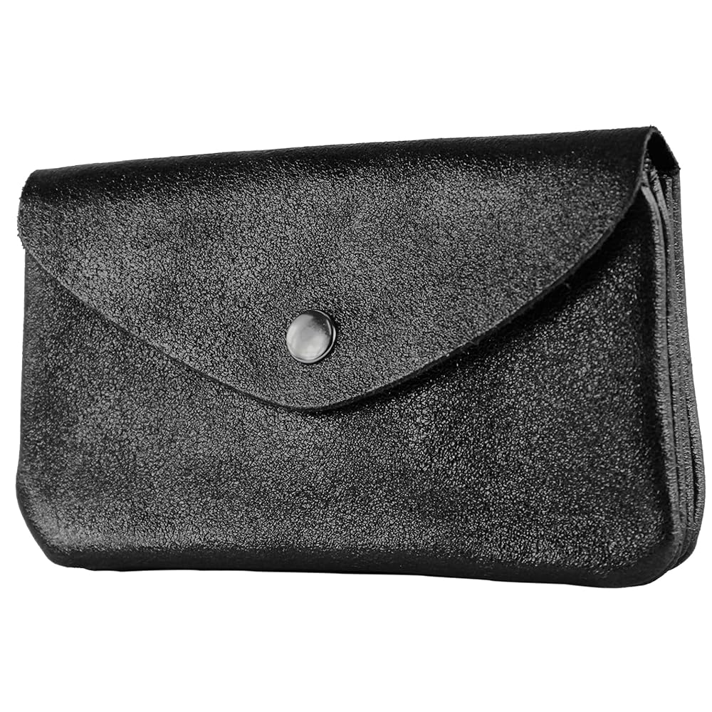 Monedero de piel negro brillante made in Italy