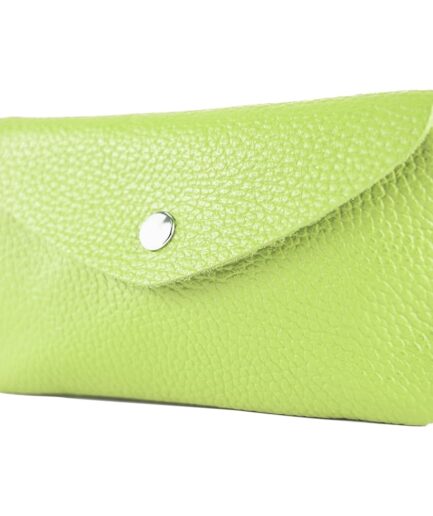 Monedero de piel pistacho laminada made in Italy