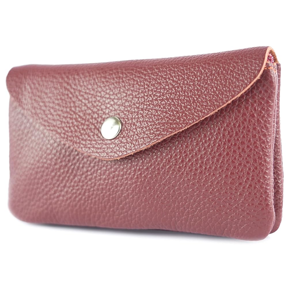 Monedero de piel burdeos laminada made in Italy