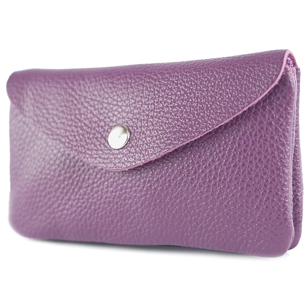 Monedero de piel púrpura laminada made in Italy