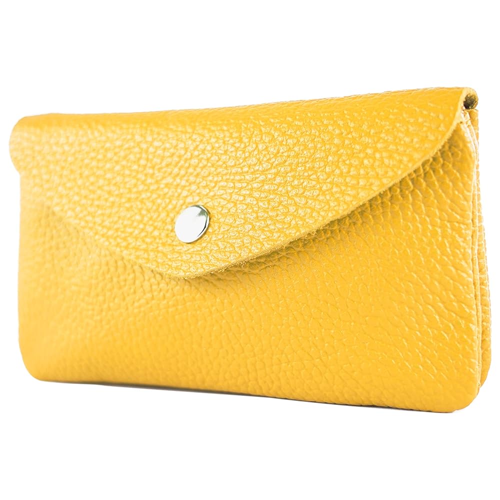 Monedero de piel amarillo laminada made in Italy