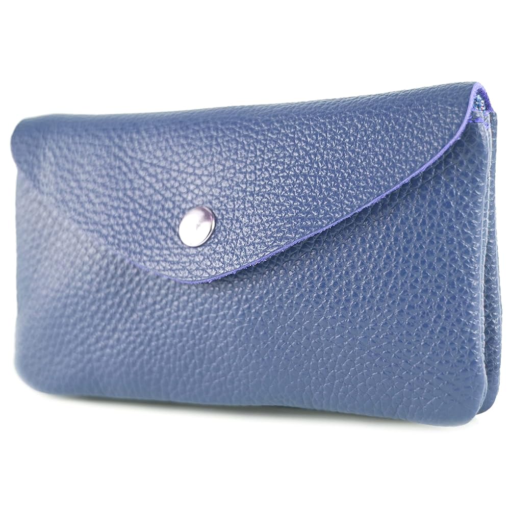 Monedero de piel azul laminada made in Italy