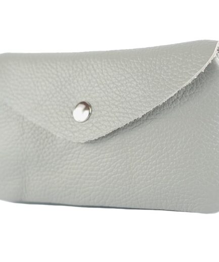 Monedero de piel gris claro laminada made in Italy