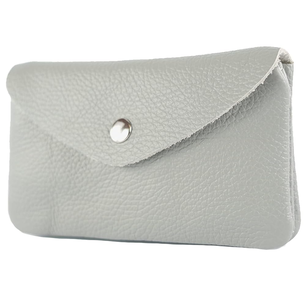 Monedero de piel gris claro laminada made in Italy