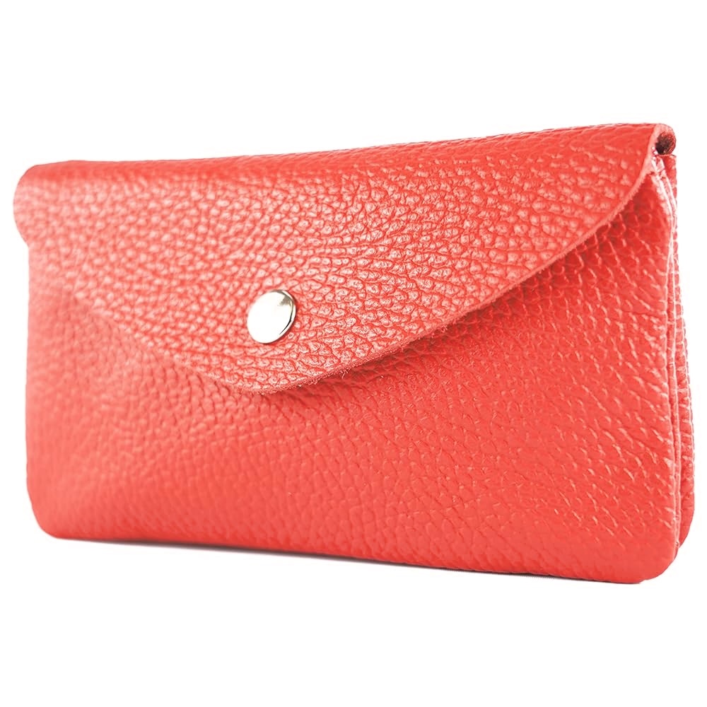 Monedero de piel rojo laminada made in Italy