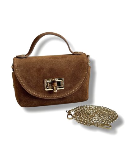 Bolso camel liso mini con cadena Viviana