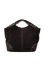Bolso marrón de ante y piel con detalle de tachuelas Amalia