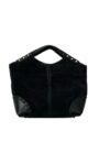 Bolso negro de ante y piel con detalle de tachuelas Amalia