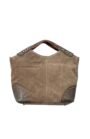 Bolso taupe de ante y piel con detalle de tachuelas Amalia