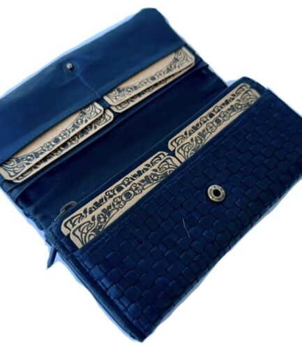 Cartera billetera de piel italiano azul Giorgia